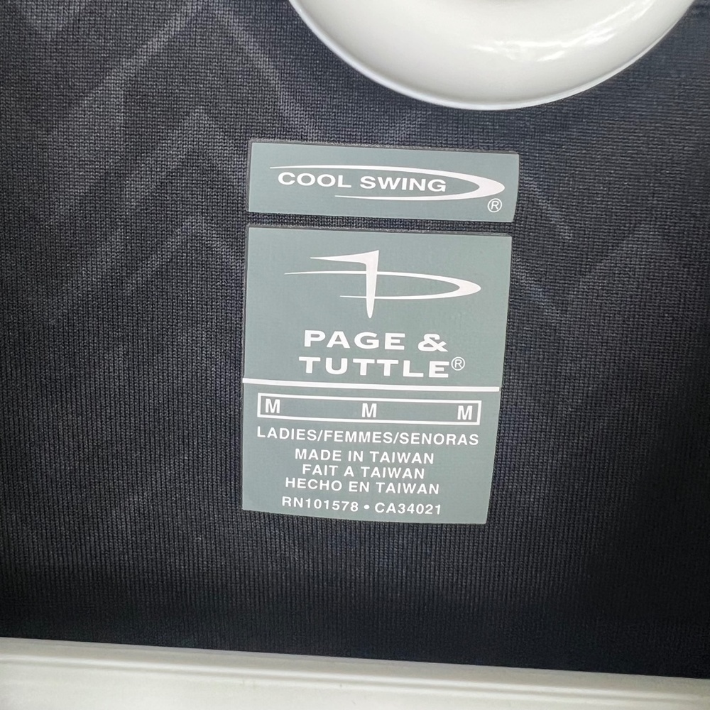 ⏳|•PAGE & TUTTLE•| Black Print Cool Swing Collared Short Sleeve V-Neck Golf Shir - Picture 7 of 13
